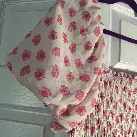 Francesca's Pink Smocked Puff Sleeve Maxi Dress - Picture 4 of 9